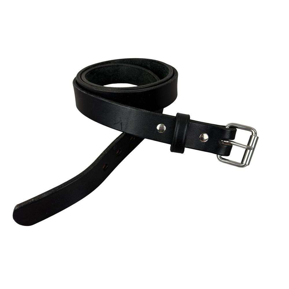 Hanks Belts Mens Size 50 Black Leather The Deputy Heavy Roller Buckle Silver 1"